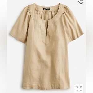 NWT J.Crew Flutter Sleeve Linen V Neck Top - size small